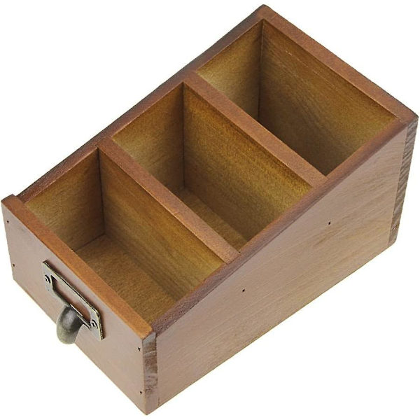Kontor Hjemmestasjonær Retro Skrivebord Trepenn Blyantholder Mobiltelefonholder Bordplate Fjernkontrollarrangørboks Kosmetiske Børsterbeholder Desktidy