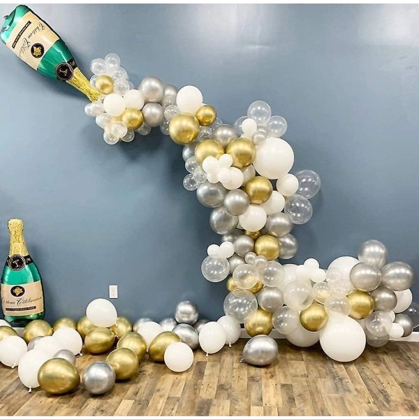 Flaskballonggarlandbågesats, födelsedagsfestdekorationer, 85 st champagneballonger