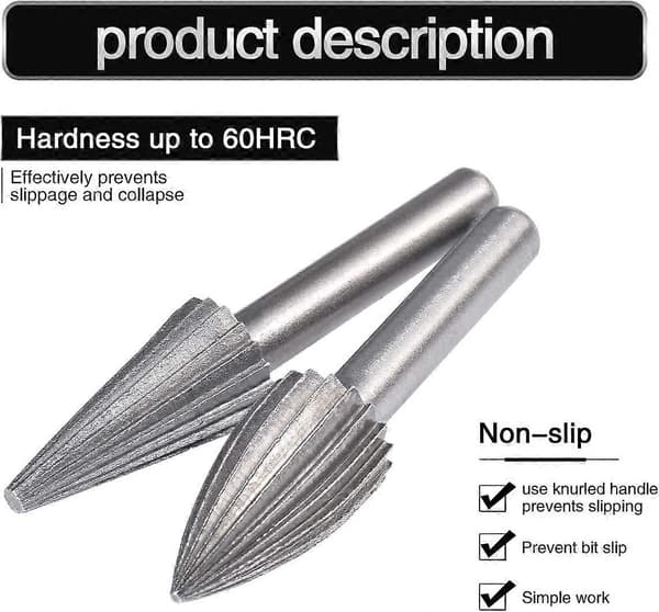 6 stk. dobbelkuttede roterende wolframfreser 6 mm wolframskaft Fil-/graverings-/slipebits for roterende verktøy