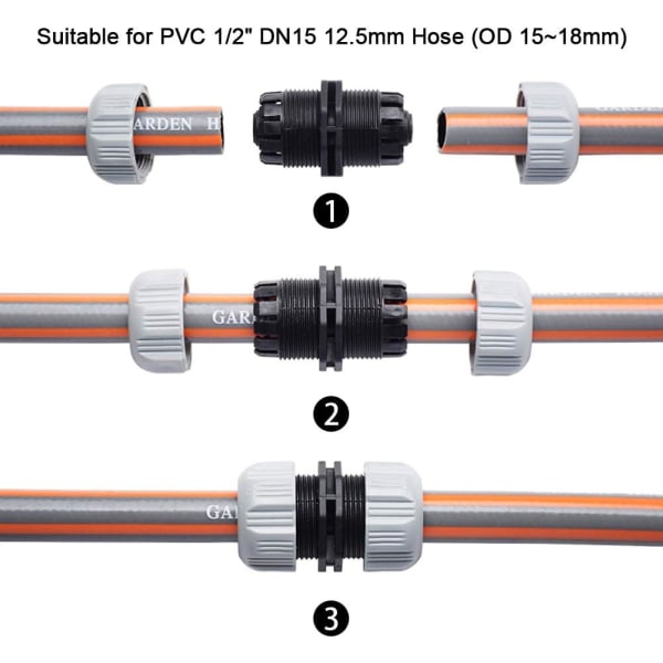 4-pakke hageslangekoblingssett i plast, rørkranadaptersett, 1/2\" slangeendeadapter, vannstanskontakt, 1/2\"&3/4\" 2-i-1-kranadapter, en Multisize Connector Suit