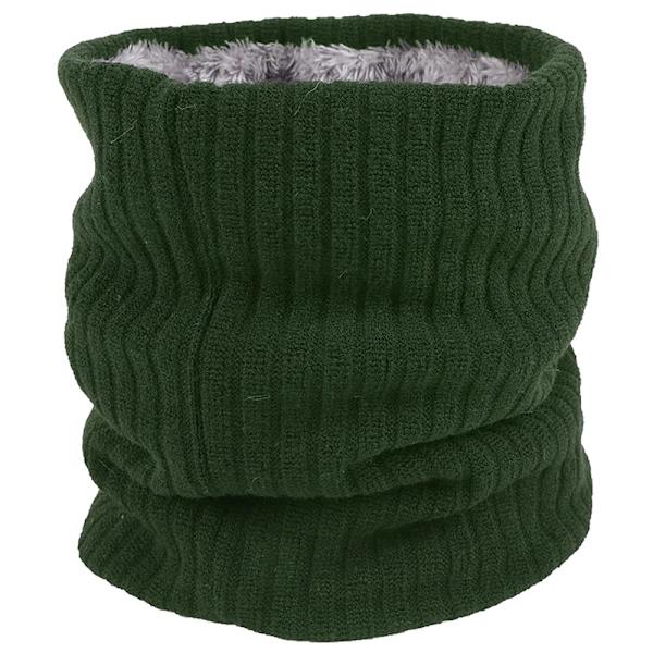 Fleece Halsvärmare Termisk Snood Unisex Tjock Vinter Kallt Väder Stickad Cirkelhalsduk för Cykling Motorcykel Sport Green