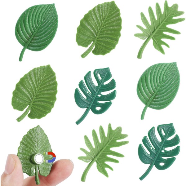 8 st Monstera Plant Kylskåpsmagneter, tropiska löv Kylskåpsmagneter 3d Plant Kylskåpsmagneter Söta dekorativa magnetdekaler för kylskåpsskåp Kitch