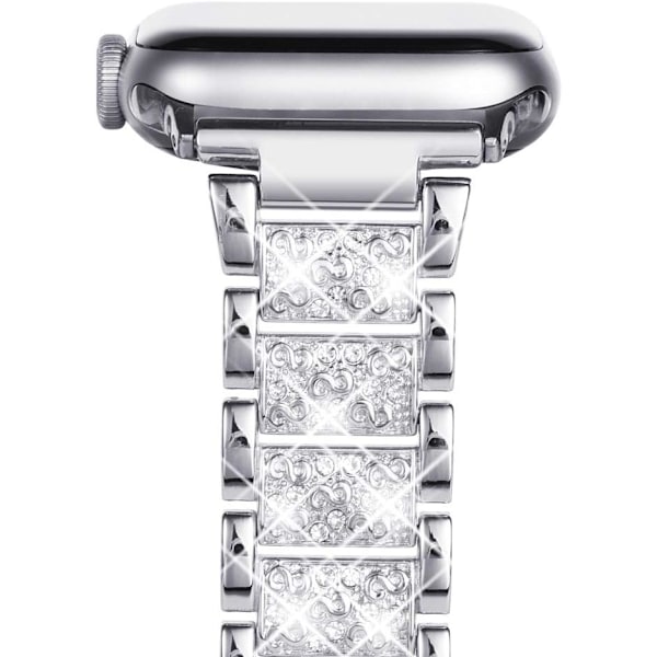 Kompatibel med Apple Watch Armband 41mm 40mm 38mm, Kvinnors Bling Diamant Strass Armband för Apple Watch Armband SE(GEN 1 2 3) iwatch Armband Serie 9 BlingSilver 41mm/40mm/38mm