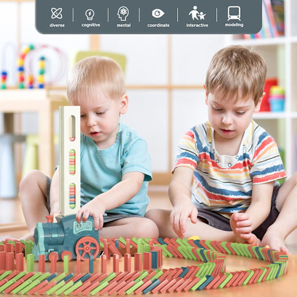 ames Domino Toggleker: 180 stk Automatisk Stable Kreativt Spill 3+ År Gammel - Stem Montessori Leke for Gutter 4-6 - Sommer Autistisk Fødselsdag Morandi Blue