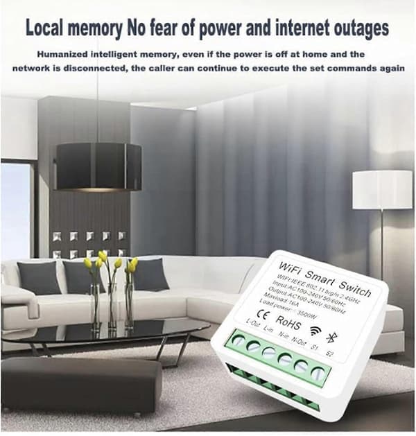 4X Tuya 16A Wifi MINI Smart Switch DIY Kontrollrelé Timer for Smart Life
