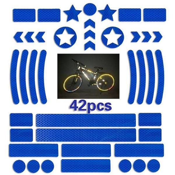 42 klistermärken för cyklar (blå), reflexer för cyklar, reflexer för cyklar, klistermärken för reflexer för motorcyklar, klistermärken för reflexer Fo