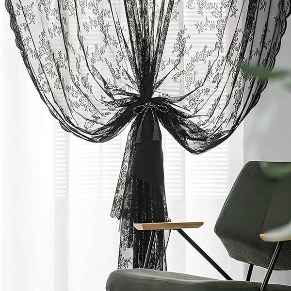 Sorte blonde gardiner 2 stk Sort 100 x 200 cm Sort