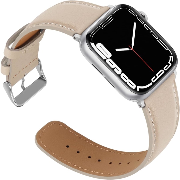 Rannekkeet yhteensopivat Apple Watch -rannekkeen kanssa 45mm 44mm 42mm 41mm 40mm 38mm, Naiset Miehet Nahkarannekkeet Vaihtoranneke Yhteensopiva iWatch Series 7:lle Starlight 49mm/45mm/44mm/42mm