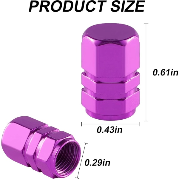 Aluminiumsventildeksler for hjulventiler, støvtette dekkhetter for bil, universelle for SUV, bil, sykkel og motorsykkel, He Purple