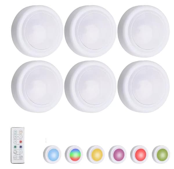 6 kpl LED-kohdevaloja kaukosäätimillä