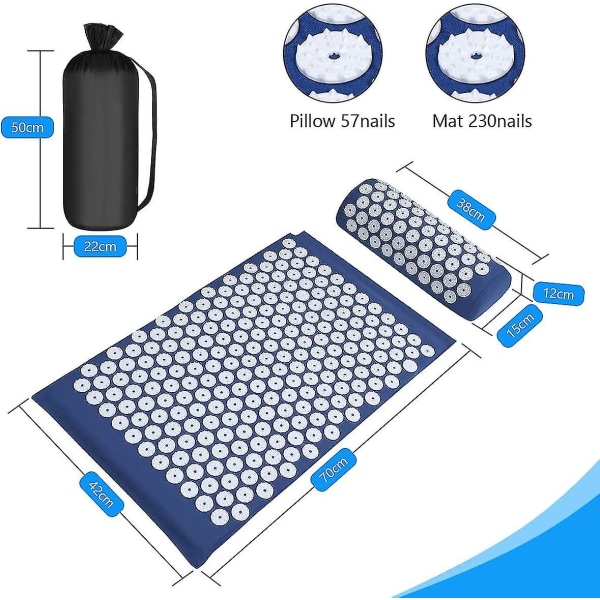 Acupressure Mat And Pillow Set,acupuncture Yoga Mat For Back, Neck, Headache Muscle Relaxation, Sciatica Pain Relief For Home Office Travel