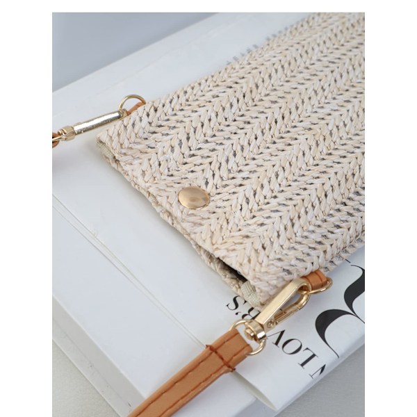 Liten Axelväska, Mobilväska för Kvinnor, Axelväska i Halm, Handväska Vävda Handväska Axelväska Halm Sommar Kvinnor Armor Crossbody Off-white