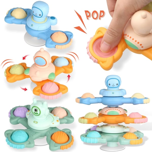Cup Spinner -leluissa, käsipyörissä, silikonista ja ABS:stä valmistetut baby kylpylelut, DIQC baby kylpylelut yli 12 kuukauden ikäisille vauvoille, ihoystävällinen, BPA-vapaa