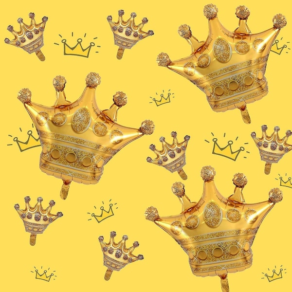 14 Pack Royal Prince Balloons - Gold Castle Crown Balloon For Prince Bursdagsfest