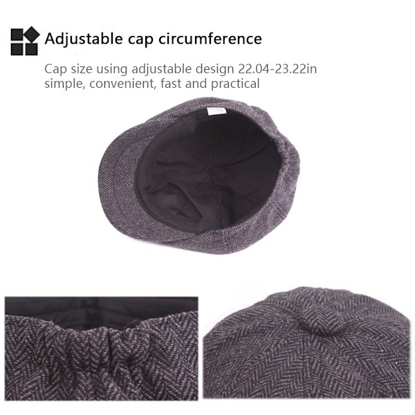 Bomull Polyester Menn Flat Cap Stilig Ensfarget Gutter Gentleman Dark Grey