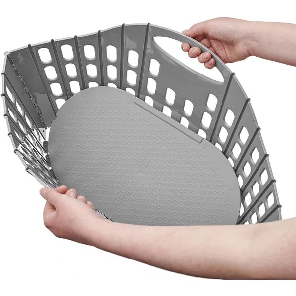 Rattan-kudottu taittuva vaate- ja pyykkikori, hiiliharmaa, 38 litraa Charcoal Grey 38 Litre
