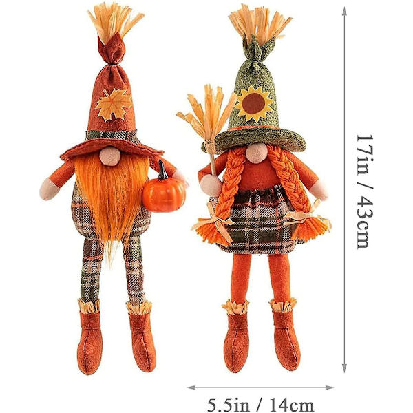 2-pack höstdekorationer för hemmet, Thanksgiving-tomtar, dekorationer, skandinavisk älvdekor