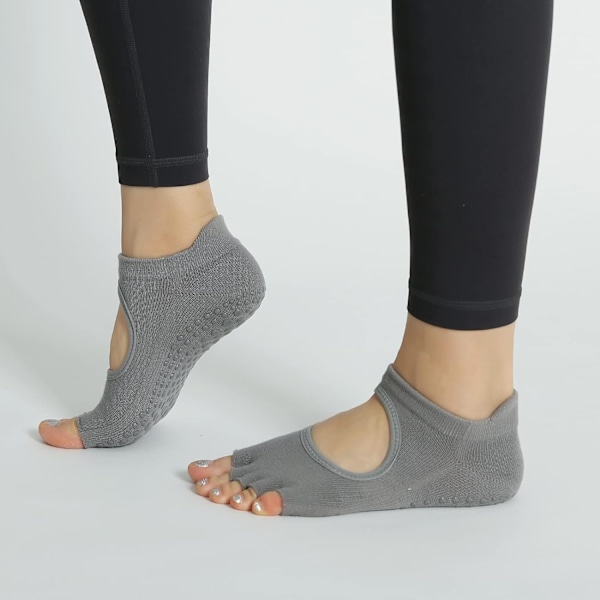 Yoga Pilates Tåstrumpor Toeless Strumpor med Grepp för Kvinnor Halkskydd Dämpade Lågskurna Ankelstrumpor för Dans