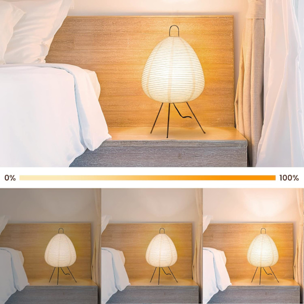Nogy• Akari Noguchi Himmennettävä Japanilainen Paperilyhtylamppu • Kodikas Japandi-tyyli Paperilyhty • Lyhtylamppu • Japanilainen Paperilyhtyvalo • Riisipap Table Lamp