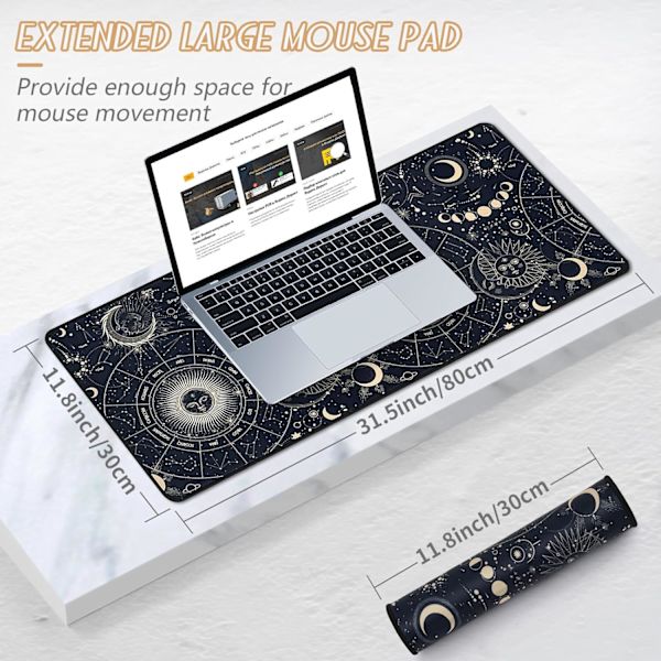 Musematte Gaming Stor Skrivebordsmatte (31,5 x 11,8 x 0,12 tommer) Vaskbar Musematte Bærbar PC-Skrivebordsmatte, Japansk Musematte med Sklisikker Gummibase, Utvid mouse pad Y17 XL