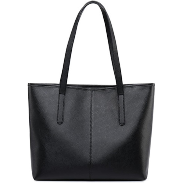 Cordfløyel Tote Bag, Skulderhåndvesker Stor Kapasitet Handlepose med Innerlomme for Kvinner Jenter Black