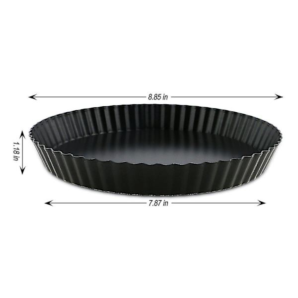 2 stk 8,8 tommers non-stick avtakbar løs bunn Quiche Tart Pan, Tart Pie Pan, Rund Tart Quiche Pan med avtakbar bunn (svart)
