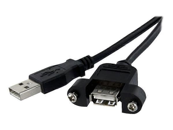 StarTech.com 0,3 m Panelmonterad USB-kabel A till A - H/H - USB-förlängningskabel - USB (M) till USB (F)