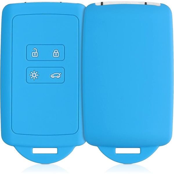 Sininen - Auton avaimen lisävaruste, joka on yhteensopiva Renault Smart Key 4 -painikkeen kanssa (vain avaimeton sisäänkäynti) - Pehmeä silikonikuori avaimenperällä - 1 kpl