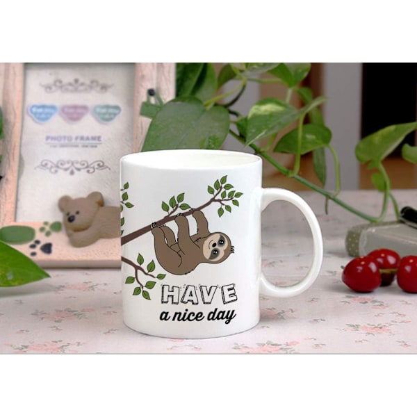 Søte dovendyrgaver Nope Not Today Morsom kaffekopp Ha en fin dag Keramisk tekopp 11oz, Kawaii bursdagsgave til menn kvinner kone ektemann datter F Sloth