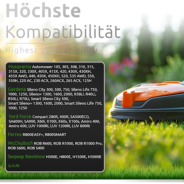 30x Reservblad i rostfritt stål, kompatibla med Husqvarna Gardena McCulloch ROB Flymo Yardforce Matrix Grizzly Brast - Inklusive skruvar 30x 30x