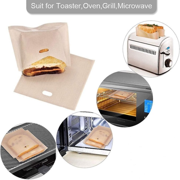 6 stk. brødristerpose Genanvendelige toastposer Bagepose med høj temperaturbestandighed til brødrister, mikroovn, ovn, grill (16 * 16 cm)