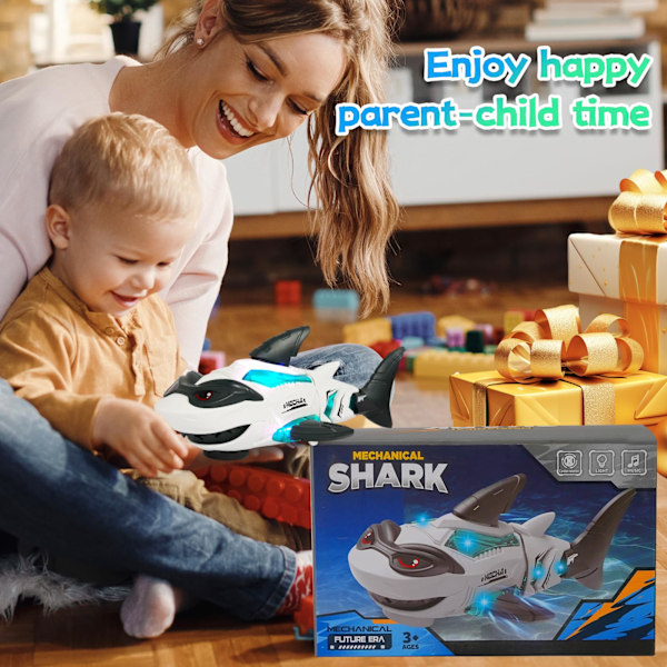 Babyleksak Transparent Hajleksak Med Ljus och Musik, Elektrisk Mekanisk Växelleksak för Pojkar Flickor Småbarnspresenter för Gamla