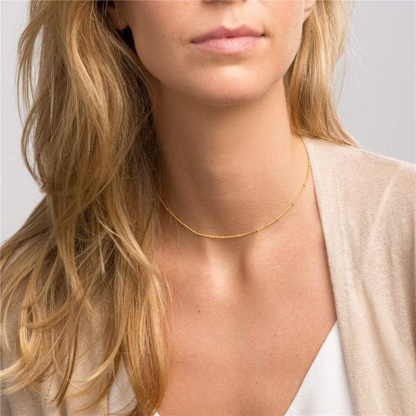 Fint lagdelt choker-halskjede, håndlaget 14K gullbelagt Y-anheng halskjede Flerlags stangskivehalskjede Justerbare lagdelte choker-halskjeder for kvinner 3PCS  Link Chain&Beads Chain&Cross 3PCS  Chain&Bar&Hammered Disc