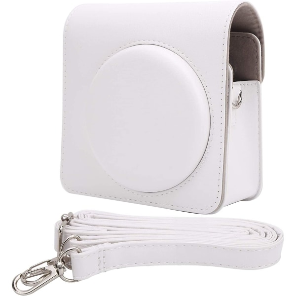 Case, bärbar läderkameraskyddsväska med axelrem, passar för Instax Square Sq1-kamera (1st, vit)