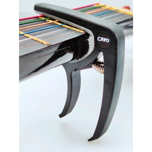 Capo, Gitar Capo, Ukulele Capo, PPpanda Trigger Capo Capotastos for Akustiske Elektriske Gitarer og Ukulele med 6 plekter Black