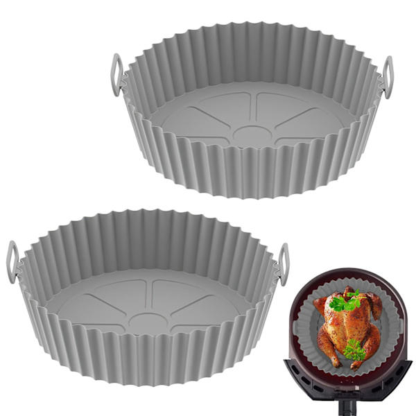 Airfryer Silikonform, 2-pack återanvändbara Airfryer-foder, Airfryer-tillbehör, Köktillbehör Ersättning för engångs pergamentpappersfoder