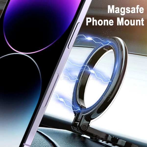 Magnetisk telefonholderring Sammenleggbar bilfeste med 360 graders rotasjon