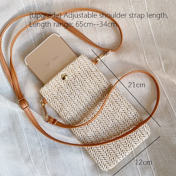 Liten Axelväska, Mobilväska för Kvinnor, Axelväska i Halm, Handväska Vävda Handväska Axelväska Halm Sommar Kvinnor Armor Crossbody Off-white