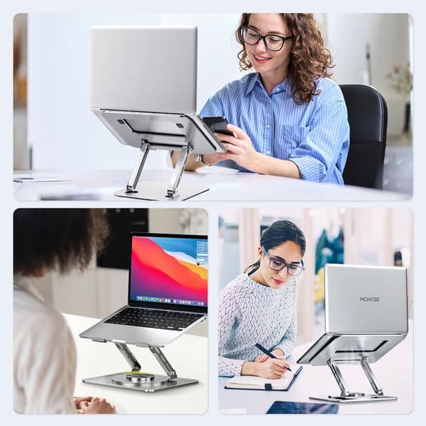 Bærbart foldbart laptopstativ, 180° justerbart, 360 graders rotation, kompatibelt med 11-17,3 tommer computere