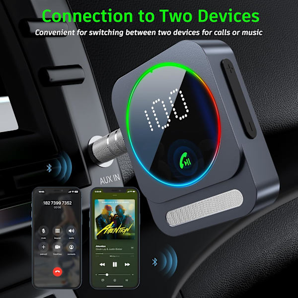 Bluetooth 5.3 -vastaanotin HiFi-laitteille, 3,5 mm:n auton Bluetooth AUX -sovitin, Mini Bluetooth Aux kodin stereolaitteille/kaiuttimille/langallisille kuulokkeille, alhainen viive, Gray
