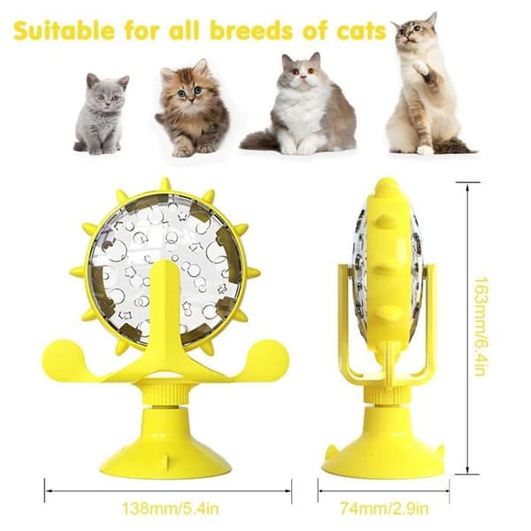 Godbidsdispenser til katte og hunde - Interaktiv foderdispenser til katte (gul)