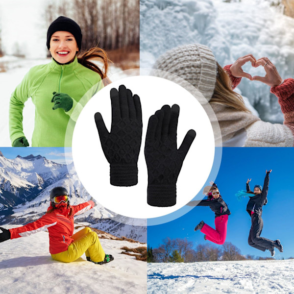 2 Par Damvinter Pekskärmsvantar, Vinter Unisex Termiska Stickade Elastiska Manschettvantar Varma Stickade Pekskärm Vantar för Utomhus