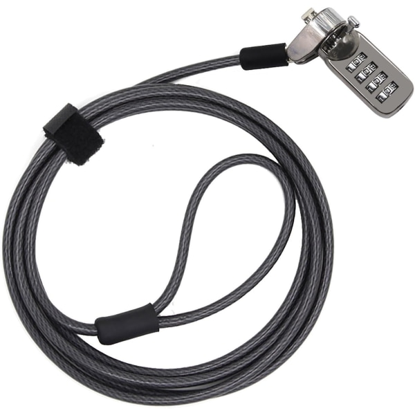 Säkerhetslåskabel för bärbar datorskärm LCD - 2 m kabel svart (1 st)