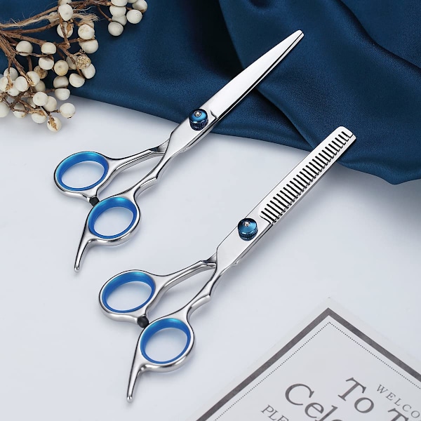 Tunnande saxar för hår, tandade saxar, tunnande saxar, professionella frisörsaxar för texturering, saxar för hårklippning för salong och hemmabruk Flat shears + tooth shears