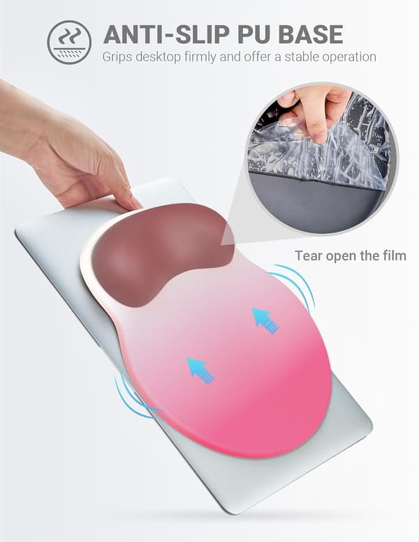 Ergonomisk musematte med håndleddsstøtte, komfortabel musematte med håndleddsstøtte, lindrer håndleddssmerter gelmusematte, sklisikker gummisåle musematte