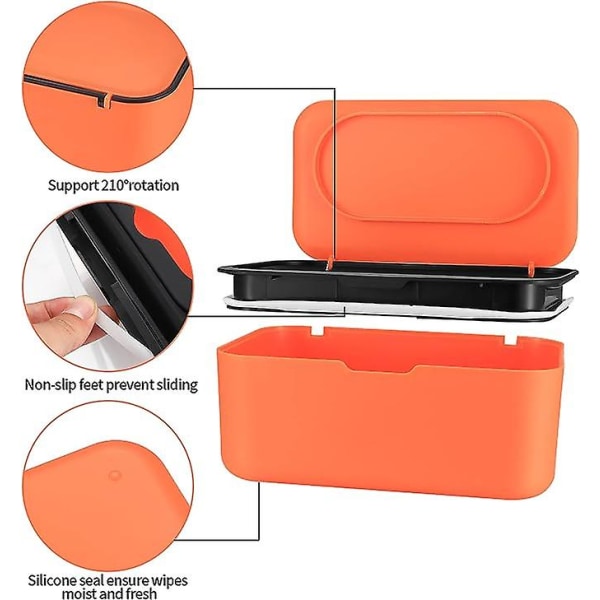 (sort Orange) Tissue Box Med Låg, Støvtæt Wipe Box, Tissue Holder, Toilet Pap Box, Servietter Box