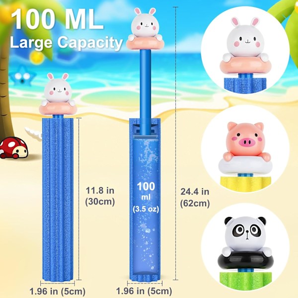 Vattenpistol Leksak - 3-pack Vattenspruta Skumsprutande Leksaker Sommarfest Pool Strand Utomhus Vattenaktivitet Strid Leksaker för Barn Vuxna Green+pink+purple Plum bossom*3
