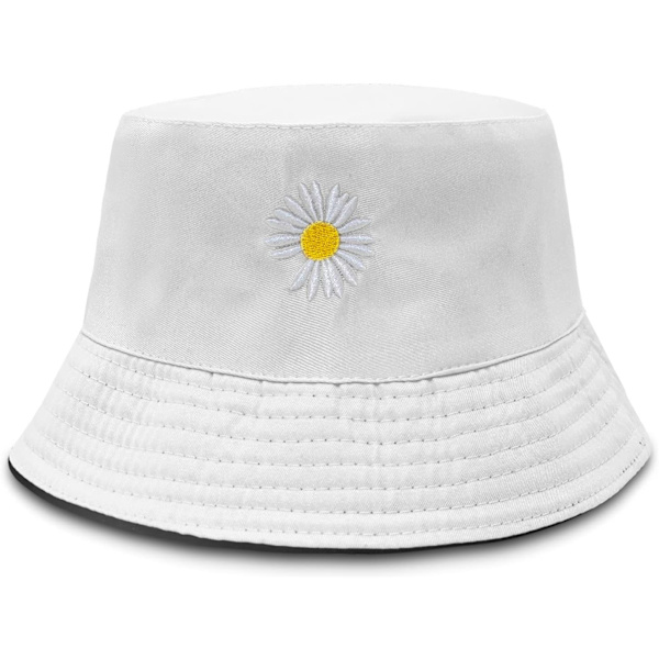 Hink med tryck för kvinnor, hink med präglad präglad sommarfiskarehatt dubbelsidig damhink solhatt hopfällbar fiskarehatt för sommarvandring Black/White One Size