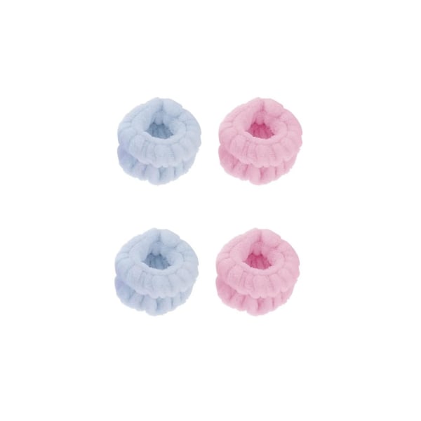 Tvättband Mikrofiber Handdukstvätt Handduksband Tvättband Mikrofiber Tvättband Scrunchies Manschetter för Spa Yoga Sportdusch (2 par, rosa + blå)