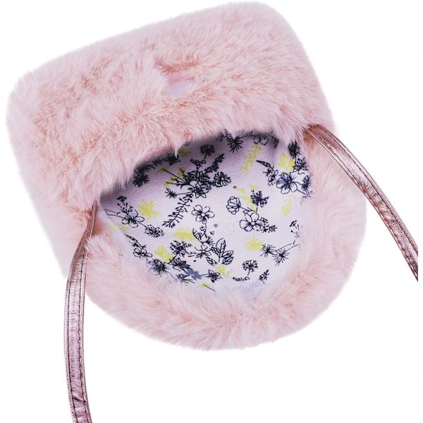 Lasten tyttöjen taaperoiden ihanat karvaiset minilaukut olkalaukut matkapuhelinkotelo pidike pieni lompakko kytkinkassi crossbody-laukut Pink